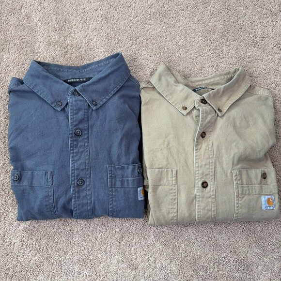 Carhartt Shirts Mens XXL Rugged Flex Relaxed Fit Midweight Canvas Work Lot of 2 - Picture 1 of 13